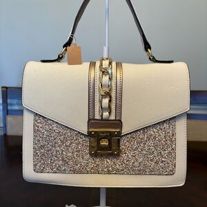 Aldo Glendaa Satchel Elegant Cream and Gold Women's Handbag